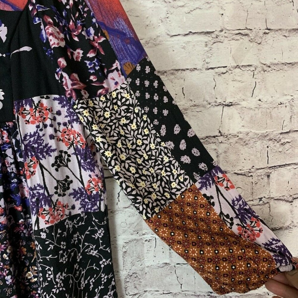 Sold - Anthropologie Dress One September Arcata Boho Patchwork Rayon - Picture 8 of 12